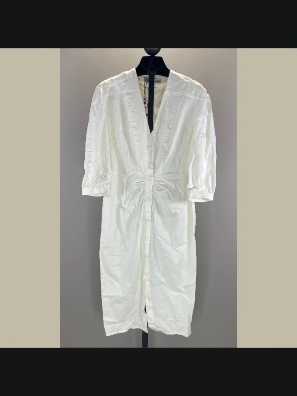 NEW Zara Dress Womens Small off white cotton linen pencil midi summer city